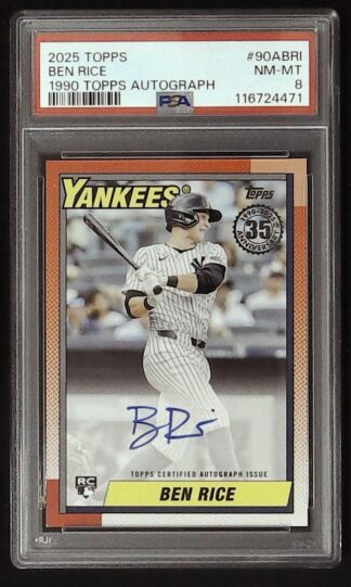 2025 topps ben rice 1990 auto psa 8