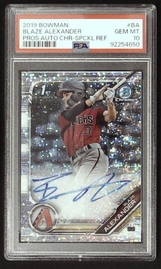 2019 bowman blaze alexander spckl,ref,auto psa 10