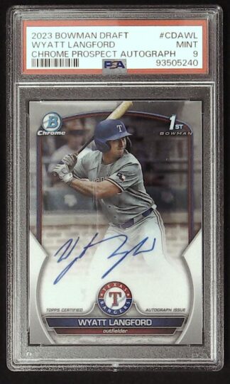 2023 bowman draft wyatt langford  auto psa 9