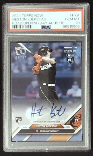 2024 topps now heston kjrestad road/opening day au-blue psa10